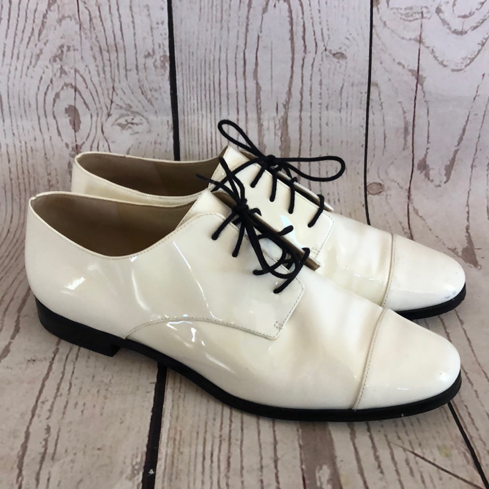 Michael Kors White Patent Leather Oxford Flats